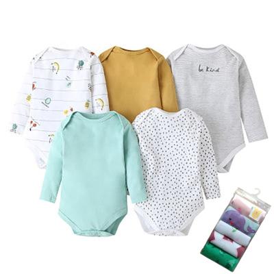 China Cozy Baby Clothes Sale Hot Spring Newborn Infant 5 Piece Onesie Onesie Boy Long Sleeve Girl Cotton Toddler Baby Romper for sale