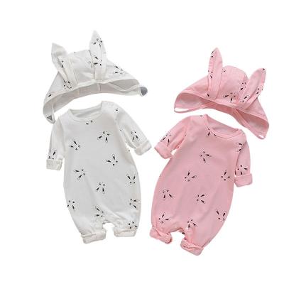 China New Arrival European Infant Toddler Outfit Newborn Baby Clothes Long Sleeve Romper Jumpsuit Clothes With Hoodie for sale