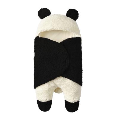 China Autumn And Winter Breathable Infant Super Soft Plush Wrap Comforter Covering Baby Panda Cartoon Wool Lamb Baby for sale