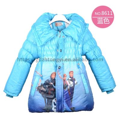 China Anti-Wrinkle Printed Techniques DOWN COAT and Coat Elsa Anna Snowsuit Outwears Kids Age Grade Baby Frozen Winter Slim Lined Coat for sale