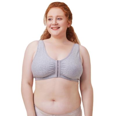 China Viable/Plus Size Plus Large Size Front Open Post Surgery Breast Cancer Full Coverage Breathable Adjustable Size Cotton Prosthetic Bra for sale