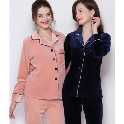 China 2021 Customs Logo Embroidered Warm Long Sleeve QUICK DRY Velvet 2 Pieces Plus Size Pants Sets Winter Pajamas Women for sale