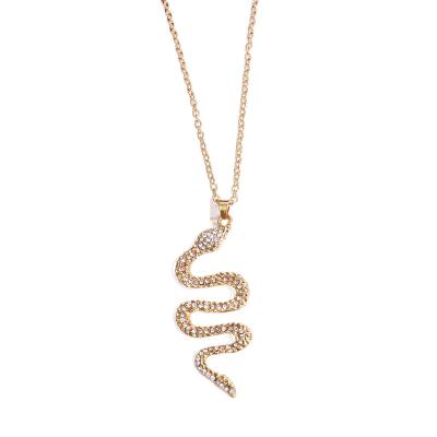 China Wholesale Gold Plated Cuban Link Chain Snake Pendant Necklace Durable Charm Diamond Jewelry For Women Gift for sale