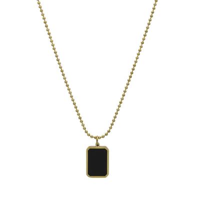 China 2022 FASHIONABLE Trendy Simple Black Square Necklace With Gold Plated Pearl Chain For Women Girls Daily Wear for sale