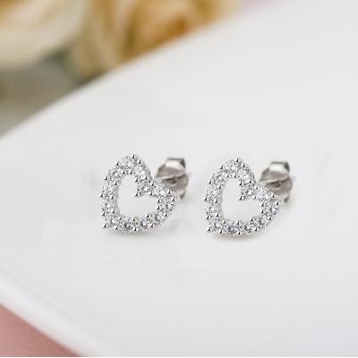 China Romantic TRENDY Crystal Rhinestone Heart Jewelry Love Heart Shape Stud Earrings For Women Girls for sale