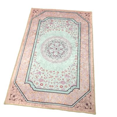 China Non-slip ready to ship sejadah prayer mat portable islamic prayer blanket with anti-slip bottom for sale