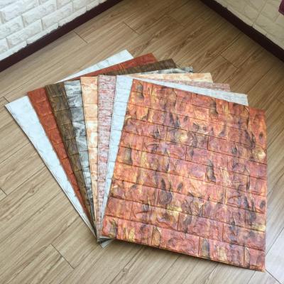 China Free sample traditional white brick 3d pe foam skin and stick wallpaper for sale