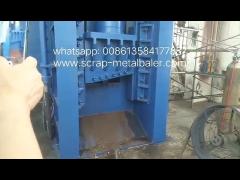 WANSHIDA 630ton baler shear cutting billet testing video in our workshop