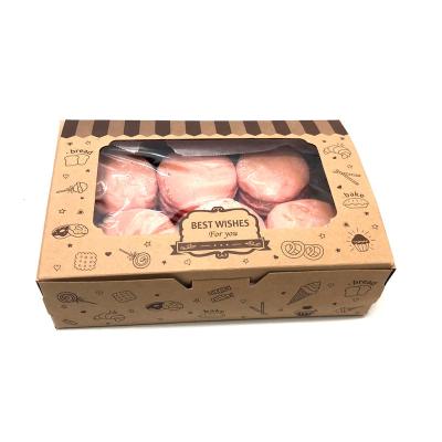 China Recyclable Printing Logo Kraft Paper Box With Clean Window And Rope For Packaging Pastry Box Cake Carton Egg Tart Shipping Boxes for sale