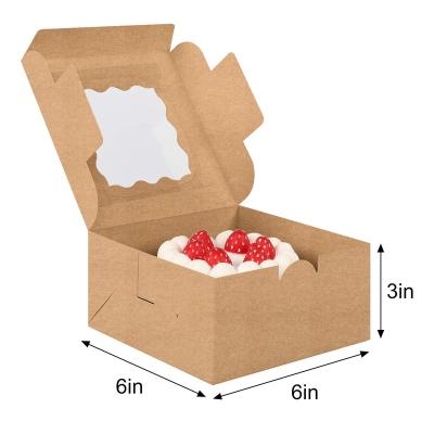 China Simple Recyclable Modern Cheap Useful Pastry Kraft Paper Made Large Food Grade Paper Foldable Disposable Cake Box for sale