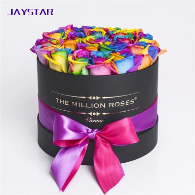 China Recyclable wholesale matte black flower shipping cap boxes packaging for sale in china, luxury pink delivery round cylinder box for sale