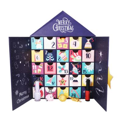 China 24Pcs Cardboard Pie Boxes Gable Christmas Handmade Advent Calendar Paper Cardboard Box For Sale for sale