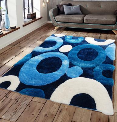 China High Quality Non-slip 3d Circle Design Turquoise Plush Shaggy Carpet For Living Room Bedroom Kids Room for sale