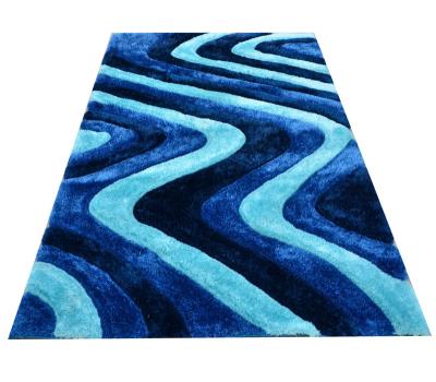 China Factory Price Wholesale Non Slip Pile Wave Design 150D Short Silky Polyester Shaggy Carpet for sale