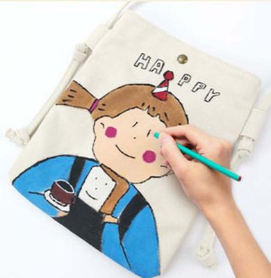 China Fashion Graffiti Style Folding Logo Girl Cotton Canvas Handbag Customized Shopping Bag for sale