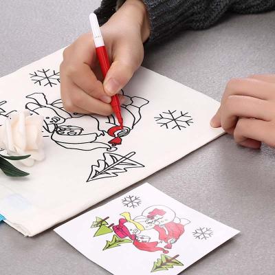 China Original Diy Small Gift Factory Art Painting Handbag Coloring Pictures Cotton Canvas Cartoon Folding Shopping Bag For Kids for sale