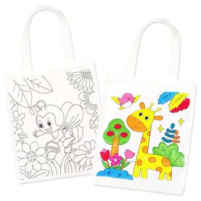 China Good Quality Eco Friendly Graffiti Folding Bags Canvas Painting Diy Coloring Set Paint Bag For Kids With Color Pens for sale