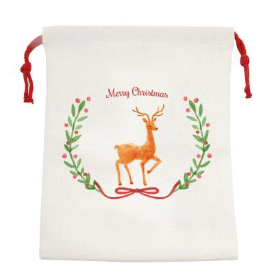 China Cotton Personalized Christmas Santa Present Bag Dye Sublimation Santa Sacks for sale