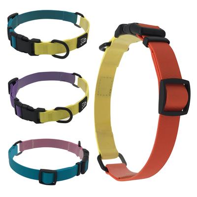 China Quick Release Pets Accessories Dual Color Pet Collar Waterproof Adjustable Soft Rubber PVC Coated Webbing Quick Release Dog Collars for sale