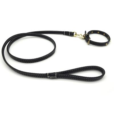 China Wholesale Bulk Luxury Quick Release Manufacturer PU Leather Comfortable Dog Collar and Running Leash Set Leather Collars Leashes for Dogs for sale