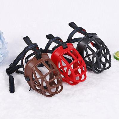 China Soft Stocked PE Adjustable Plastic Breathable Barking Safety Basket Dog Muzzle Werewolf Dog Muzzle For Small Medium Large for sale