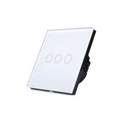 China Easy Installation 3Gang 1 Way Wall Touch Lamp Switch , TS3 Wall Power Sensor Switch for sale