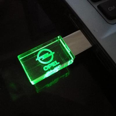 China Pen Custom USB 3.0 and 2.0 Crystal USB Flash Led 8GB 16GB 32GB 64GB 128GB High Speed ​​Glass USB Led With Led Lights for sale