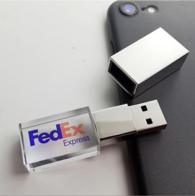 China Full Color Printing Crystal+metal USB 3.0 Or 2.0 Crystal Usb Flash Disk 4gb 8gb 16gb 32gb 64gb USB Flash Drives With Led Lights for sale