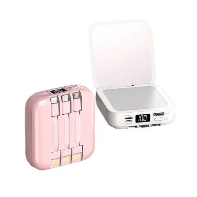 China Mirror Power Bank with Cable Wholesale Cosmetic Mirror Power Bank Portable Charging 10000mah for iPad iPod Samsung HTC Blackberry etc. iPhone for sale