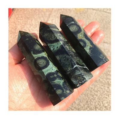 China Europe wholesale natural gemstones tower peacock eye stone kambaba quartz wand crystal point for meditation for sale