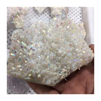 China Wholesale Europe Minerals Crystal Opens Natural Rainbow Aura White Crystal Cluster For Home Decoration for sale