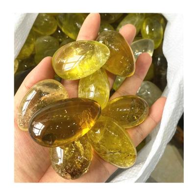 China wholesale natural polished europe gemstone quartz crystal palm citrine stone for home decoration for sale