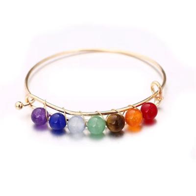 China Hot Selling Europe Christmas Product 7 Chakra Bracelet Hand-wound Reiki Crystal Bracelet For Healing Gifts for sale