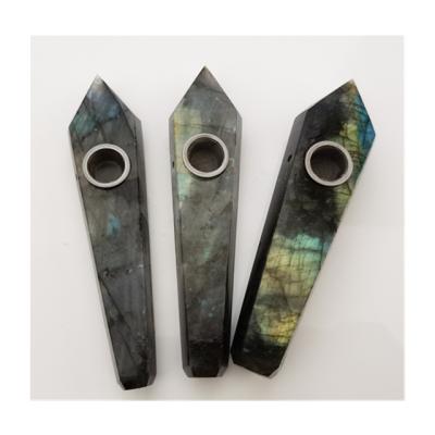 China Wholesale Natural Europe Gemstone Labradorite Quartz Crystal Smoking Pipes For Gift for sale