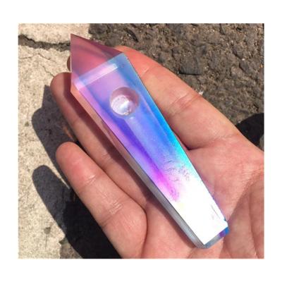 China Smoking Quartz Aura Quartz Crystal Smoking Pipe Natural Custom Made Pipe From Europe For Gift for sale