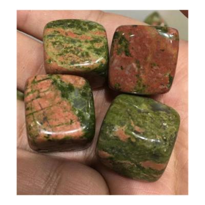 China Europe Wholesale Cubes Natural Quartz Polished Crystal Green Red Unakite Tumbled Stones For Sale for sale