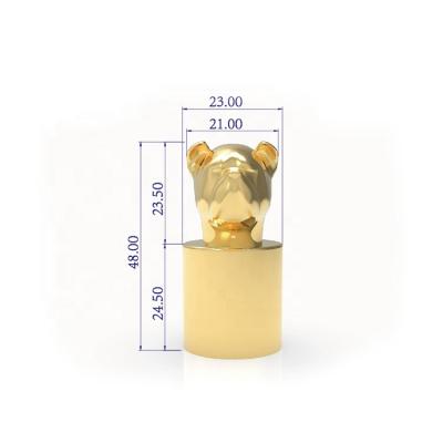 China Non Spill Dog Design Luxurious Animal Capsule Zamac Perfume Cap For FEA 15 Glass Perfume Bottle 15mm for sale