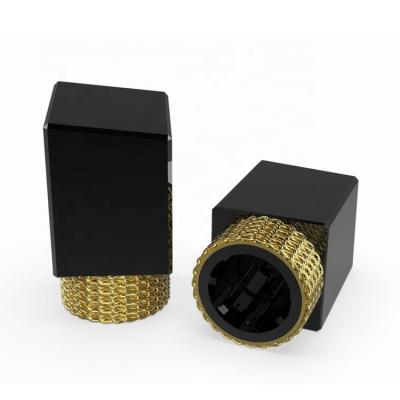 China Non spill new design black and gold color zamac perfume cap for FEA 15 glass perfume bottle 15mm for sale