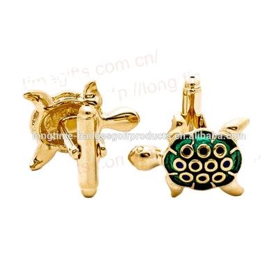 China Portable Custom Green and Gold Turtle Animal Cuff Links for sale