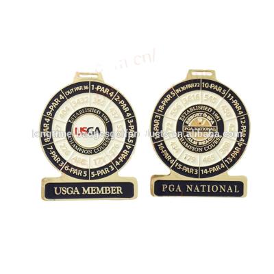 China Portable Wholesale Custom Logo PGA Tournament Metal Golf Bag Tag for sale