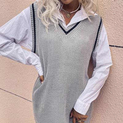 China Anti-wrinkle Winter New Twist Sweater Dress Knitted Long Sleeveless Vest Dress Streetwear for sale