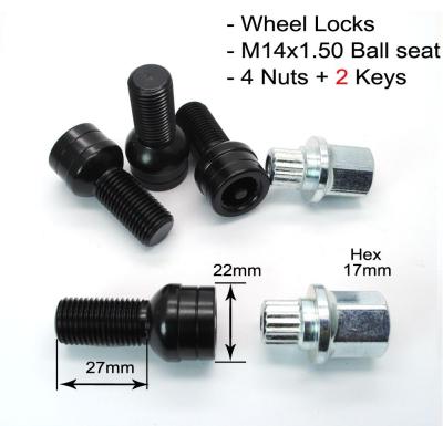 China Durable Anti Sheft Locking Wheel Bolts Carbon Steel For VW / Golf / Jetta for sale