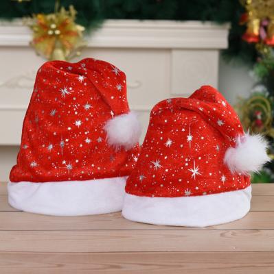 China Quality Nylon Santa Hats With Short Plush Hot Selling Polyester Nylon Christmas Hats for sale