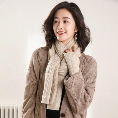 China Striped 2021 Winter Striped Scarf Long Waist Solid Color Hot Selling Ladies Knitted Scarf for sale