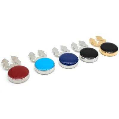 China Brass New simple box cover cufflinks Round men's and women's shirts Silver cufflinks Paint colored cufflinks for sale