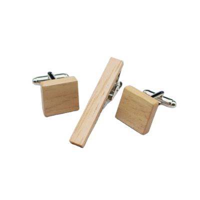 China Wood cufflinks and tie clips Wholesale cufflinks tie bar needle original solid wood cufflinks tie clip Wood accessories accessories for sale