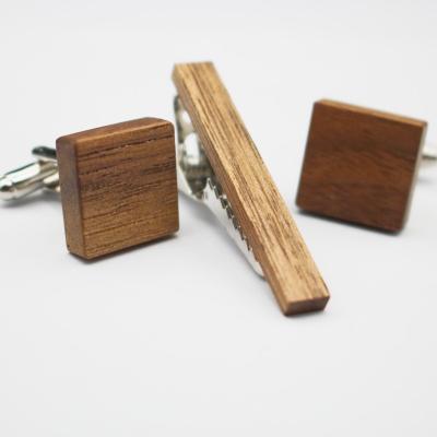 China Wood cufflinks and tie clips Wholesale cufflinks tie bar needle original solid wood cufflinks tie clip Wood accessories accessories for sale