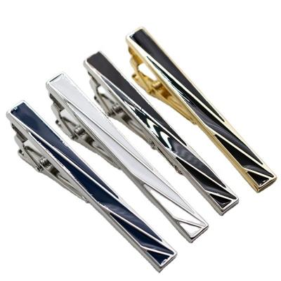 China Striped enamel New launch suit color tie clip brass material tie needle banquet for sale