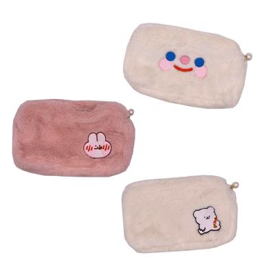 China Embroidery Cartoon Popular Cute Plush Handbags Fast Delivery Cosmetic Bag For Women Girls for sale