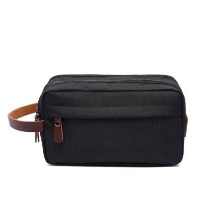 China Wholesale Fast Shipping Mens Solid Color Heavy Duty Bags Black Canvas Toiletry Bags. for sale